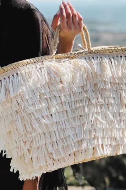 Grand straw beach bag white beige