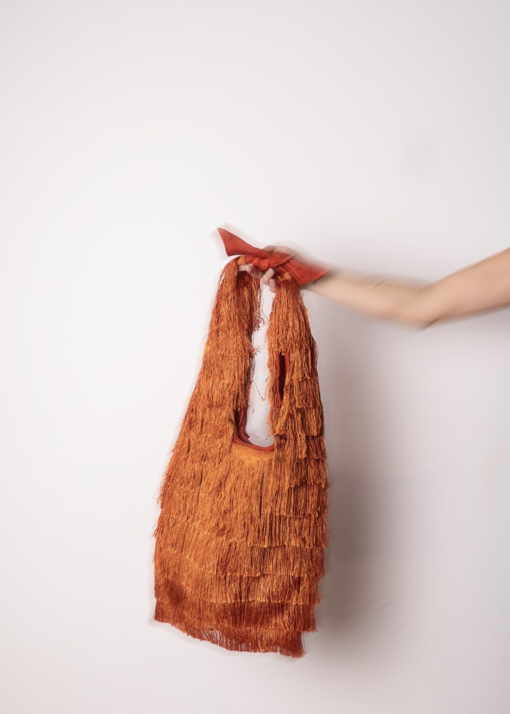 Orange bag fully covered with fringes - Image 2