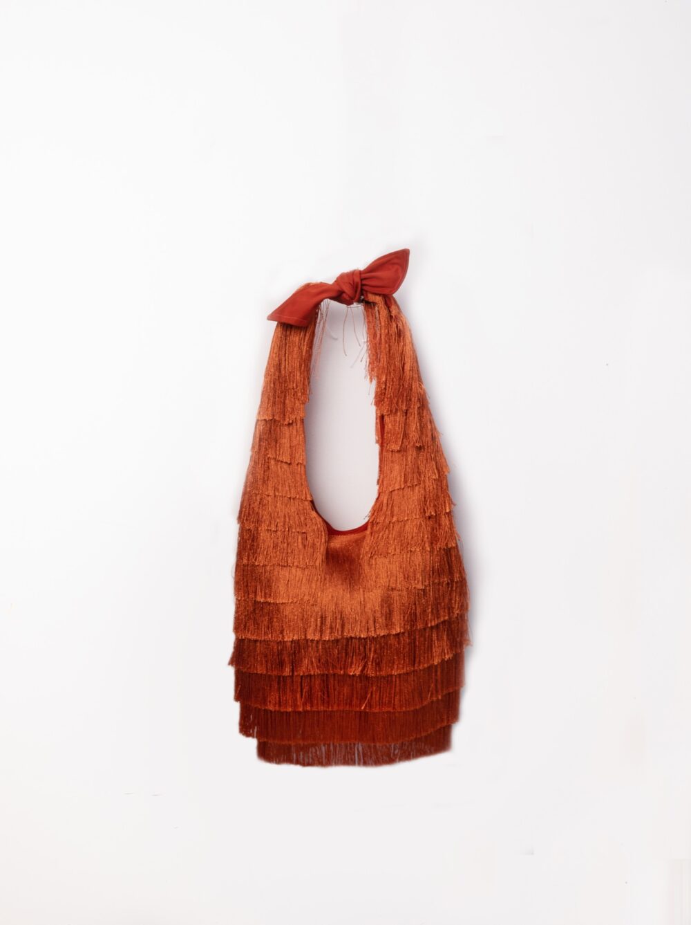 Orange bag fully covered with fringes