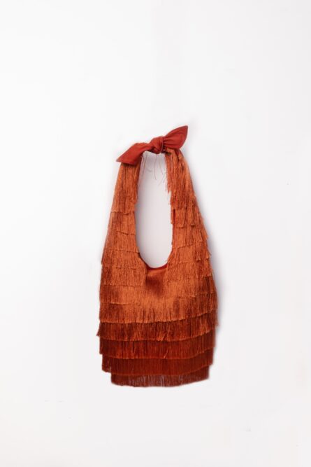 Orange bag fully covered with fringes