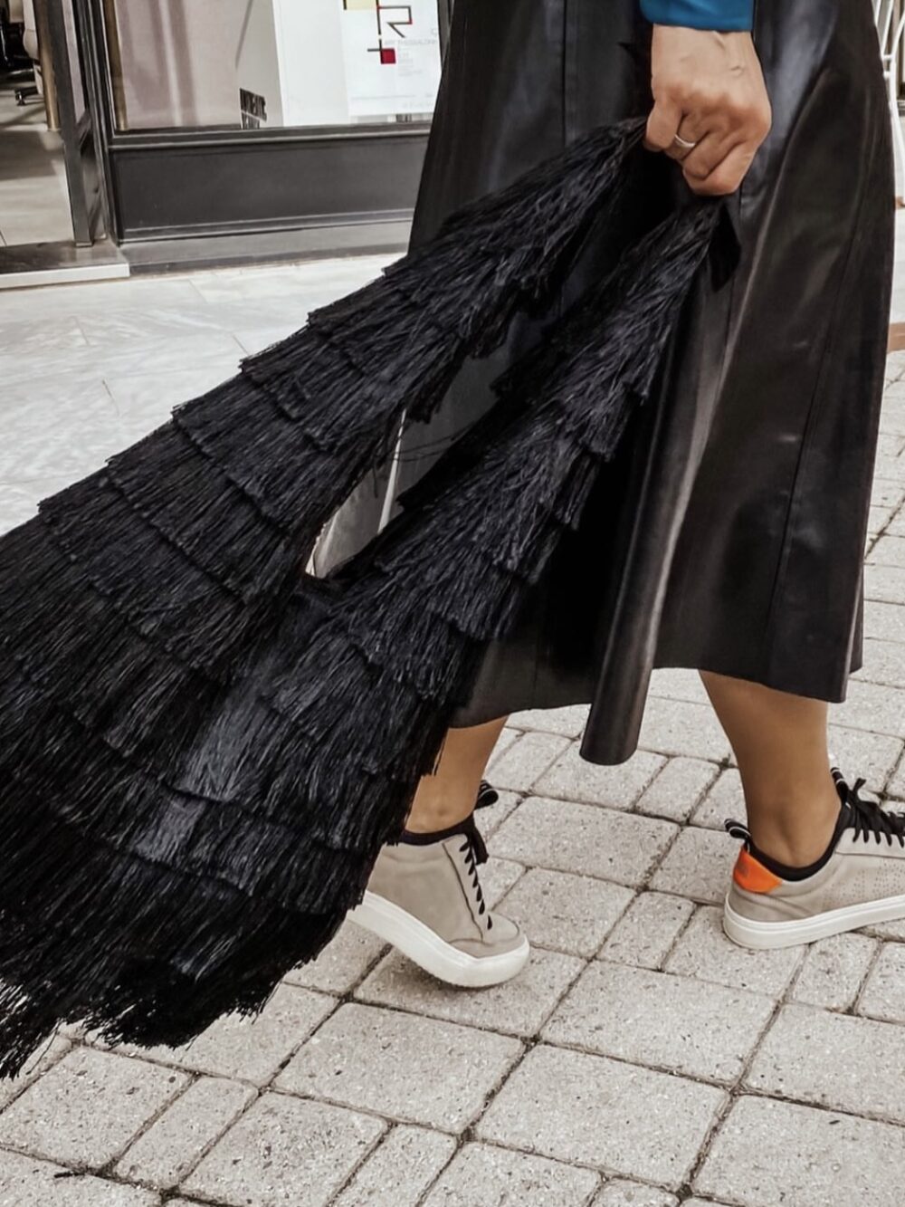 Black bag  fully covered with fringes - Image 8