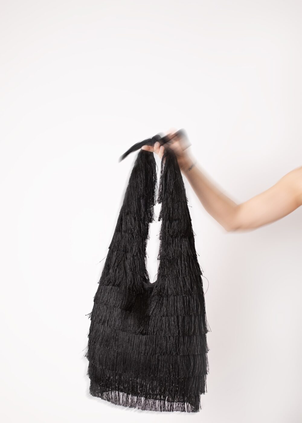Black bag  fully covered with fringes - Image 3