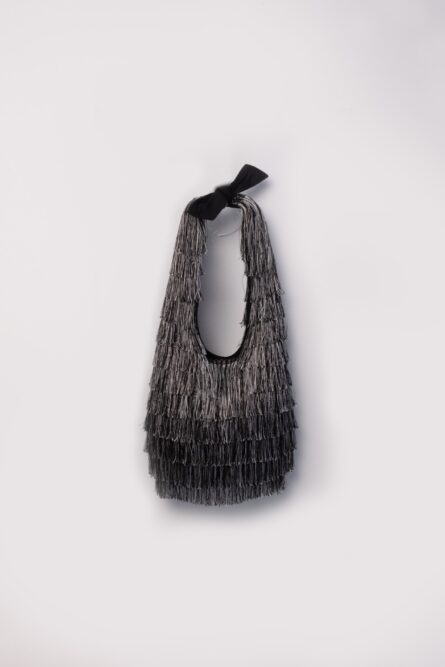 Silver bag fully covered with fringes