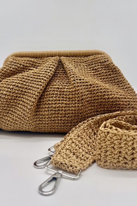Crochet Straw Pouch bag Beige Standard